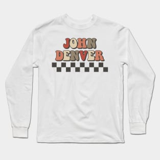 John Denver Checkered Retro Groovy Style Long Sleeve T-Shirt